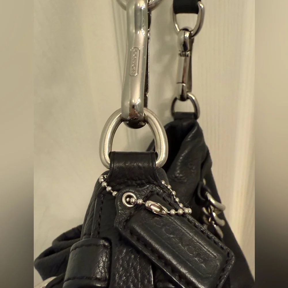 COACH Brooke Convertible Duffle Black Pebble Leather Hobo Bag F17165